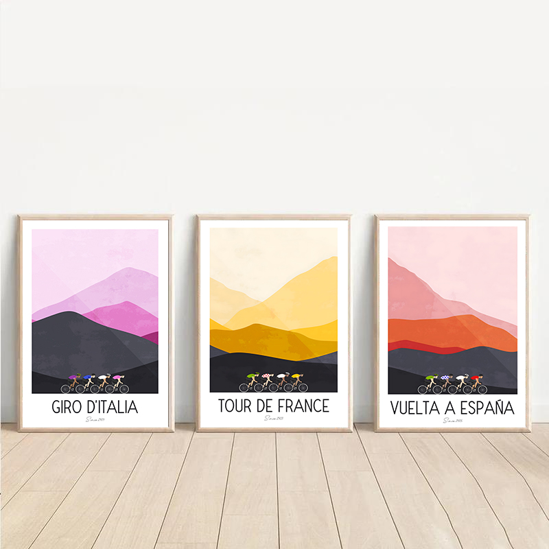 Mountain Biking Pictures - Aquarel Cycling Race Cyclist Tour De